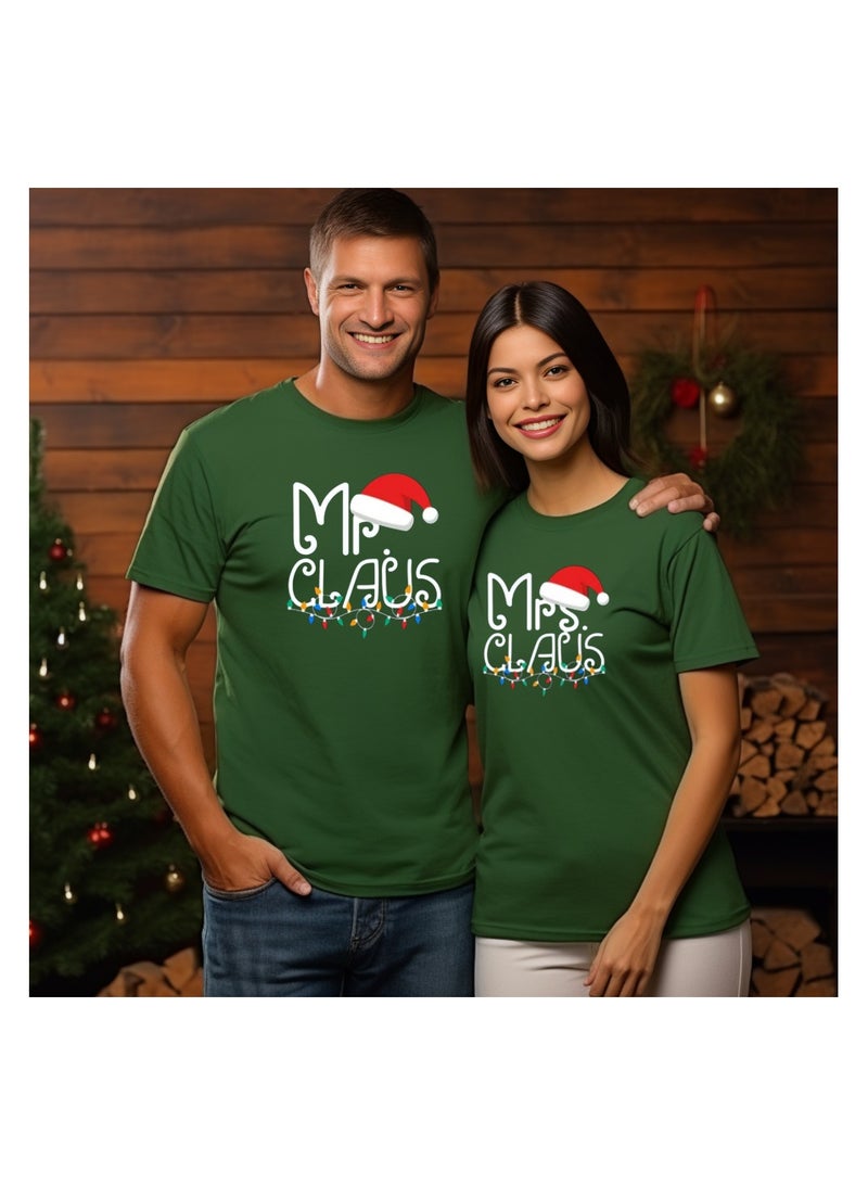 PRINTSHOP4ME Christmas Couples Round Neck Short Sleeve T-Shirt–Matching Festive Shirts For Couples–Soft Cotton Tshirt - Image 3