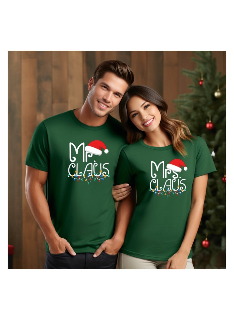 PRINTSHOP4ME Christmas Couples Round Neck Short Sleeve T-Shirt–Matching Festive Shirts For Couples–Soft Cotton Tshirt - Image 4