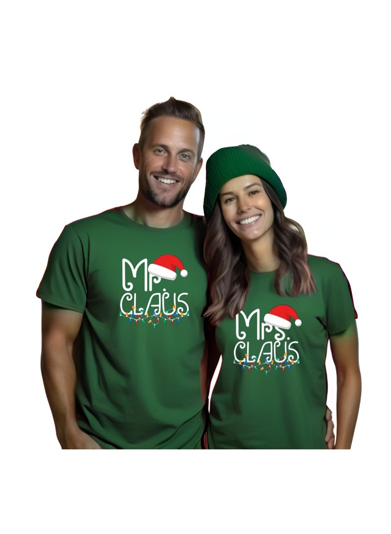 PRINTSHOP4ME Christmas Couples Round Neck Short Sleeve T-Shirt–Matching Festive Shirts For Couples–Soft Cotton Tshirt - Image 5