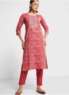 Floral Print Kurti & Pants Set
