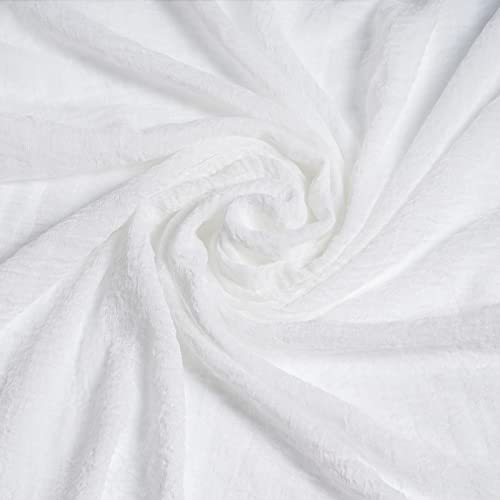 Wobe Women Summer Cotton Blend Crinkle Vintage Soft Long Scarf Linen Beach Shawl Wrap (White) - Image 5