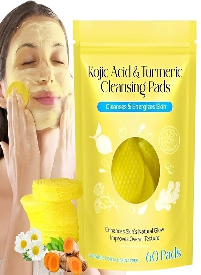 LEMOZA urmeric Kojic Acid Cleansing Pads, 60 Pcs | Exfoliating Face with Vitamins | Brightening, Dark Spot Removal | Gentle Turmeric Scrub Pads for All Skin Types - Image 5