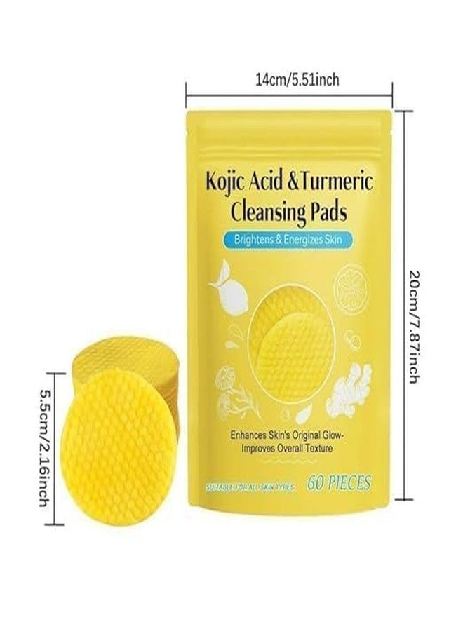 LEMOZA urmeric Kojic Acid Cleansing Pads, 60 Pcs | Exfoliating Face with Vitamins | Brightening, Dark Spot Removal | Gentle Turmeric Scrub Pads for All Skin Types - Image 2