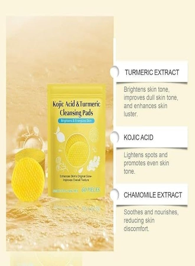 LEMOZA urmeric Kojic Acid Cleansing Pads, 60 Pcs | Exfoliating Face with Vitamins | Brightening, Dark Spot Removal | Gentle Turmeric Scrub Pads for All Skin Types - Image 3