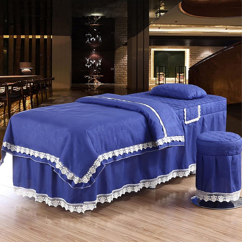 KKLT 4-Piece Microfiber Massage Table Sheet Set,Premium Beauty Bedspreads Solid Color Machine Washable for Body Massage-B 185x70cm(73x28inch)