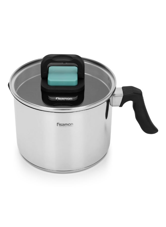 Fissman Milk Pot 2.5L, Non-Stick Stainless Steel Milk Warmer | Greblon C2 Non-Stick Coating by German Technology |18/10 INOX304 Mirror-Finished | Bakelite Handle | Induction Bottom for all Cooktops  - Image 1