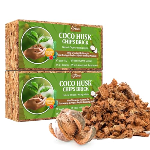 Riare 2 Pack Coco Chips Substrate for Plants- 2.2lb 100% Organic Coconut Husk Brick with Low EC and pH Balanced, High Expansion Coconut Substrate Coco Husk Mulch for Garden Flowers, Herbs, Planting - Image 1
