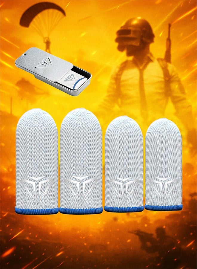 2 Pairs Silver Fiber Gaming Finger Sleeves – Ultra‑Thin, Anti‑Sweat & Breathable Seamless Thumb Covers for Mobile Gaming | PUBG, Free Fire, Call of Duty, Honor of Kings / King Glory (4pcs) - Image 1
