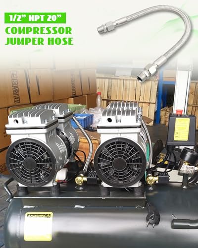 Nahntaipy Compressor Jumper Hose 12 NPT Male 20 Length 450 PSI 750F with Two 12 Male Adapters Both Sides Fittings Rotate Freely - Image 3