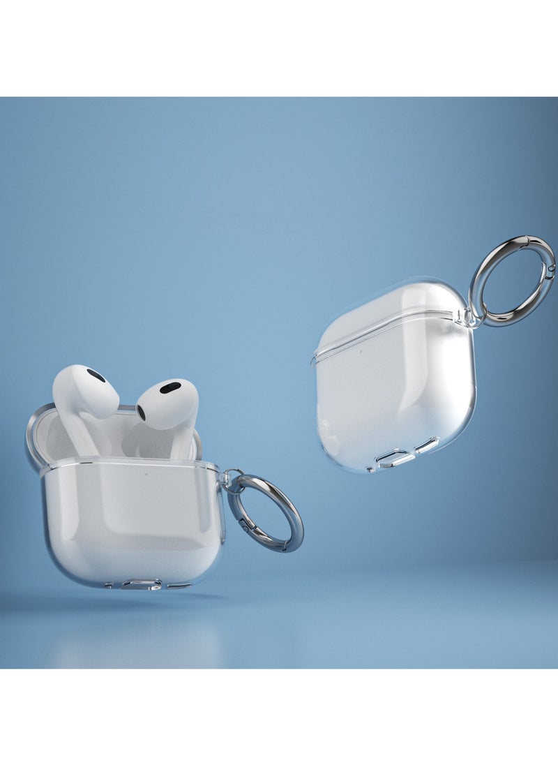 Generic - Clear Protect Case, Carabiner Included, Reduced Yellowing, Wireless Charging, Shock Resistant, Full Protection Earphone Protect Cover Compatible with Apple AirPods 4 - Image 1