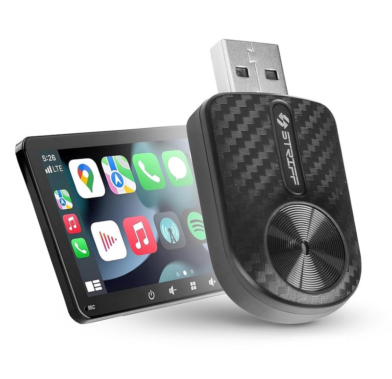 Striff جهاز استقبال ستريف 2 في 1 لاسلكي لكار بلاي، يحول أندرويد أوتو وكار بلاي السلكي إلى لاسلكي، USB A وType C، ملاحظة: فقط للأنظمة المثبتة مسبقًا من أندرويد أوتو/كار بلاي، بلوتوث V5.4 (أسود) - Image 1