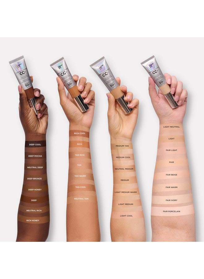 IT Cosmetics Your Skin But Better CC+ Cream Travel Size, Light Medium - Color Correcting Cream, Full-Coverage Foundation, Hydrating Serum & SPF 50+ Sunscreen - Natural Finish - 0.406 fl oz - Image 4