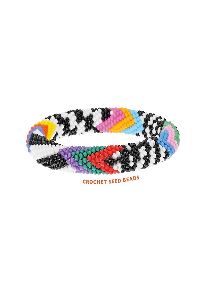 Naz Collection, Evil Eye Protection Bangle Bracelet, Bohemian Stackable Beaded Bracelets, Handmade Multicolor Bohemian Stacking Crochet Bracelet, Boho Charm Beach Jewelry for Women&Girls, Gift for Her (Rainbow) - Image 2