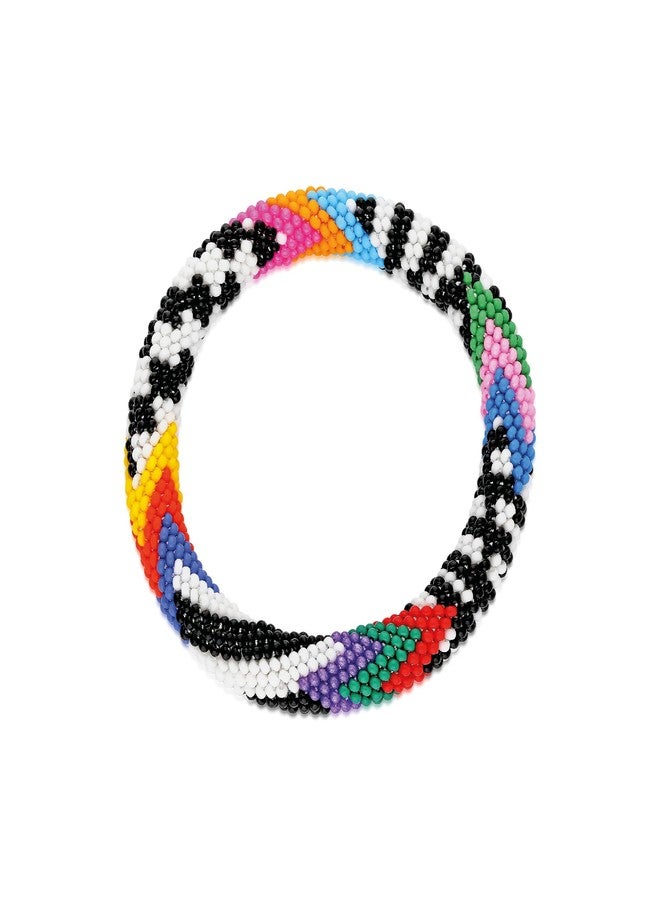 Naz Collection, Evil Eye Protection Bangle Bracelet, Bohemian Stackable Beaded Bracelets, Handmade Multicolor Bohemian Stacking Crochet Bracelet, Boho Charm Beach Jewelry for Women&Girls, Gift for Her (Rainbow) - Image 1