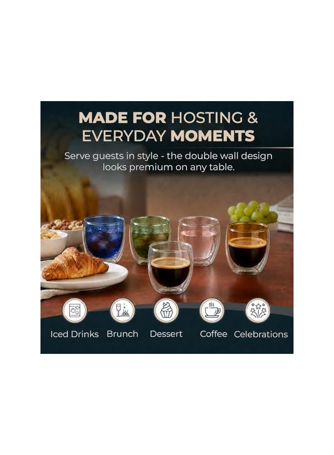 S-TOP Double Wall Glass Coffee Mugs 250ML Hot & Cold S-TOPicate Insulated Glasses for Home, Cafe & Restaurant, DG824 (CLEAR, 4 PIECE SET) - Image 4