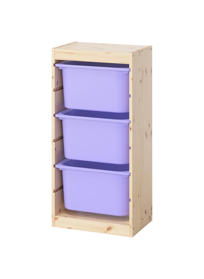 erorex Storage Combination, Light White Stained Pine/Lilac, 44X30X91 Cm - Image 1