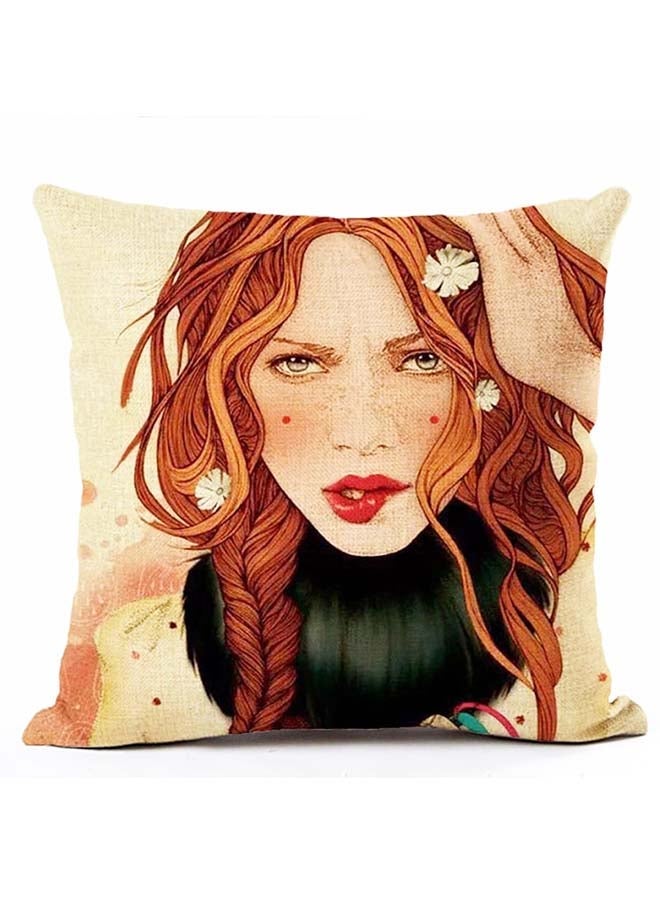 NIBEMINENT Cartoon Girl Pattern Cushion Cover Multicolour 45x45cm