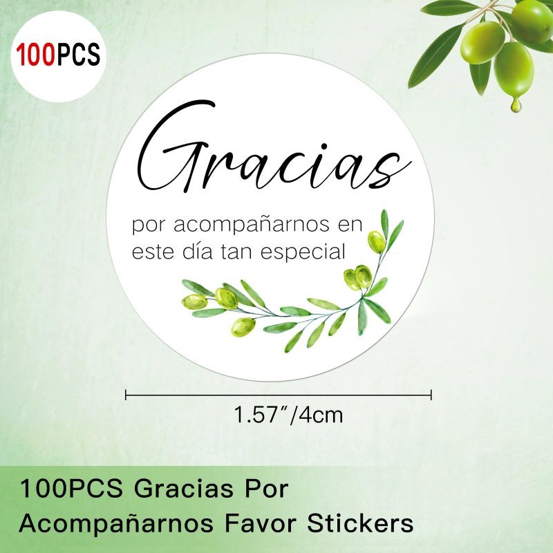 GSCWLD 100 Pack Spanish Gracias Thank You Sticker,2 Inch Gracias Por AcompaÃ±arnos Favor Stickers for Wedding,Nature-Inspired Mi Boda Stickers for Party Favor,Gift Bag,Bride Shower - Image 4