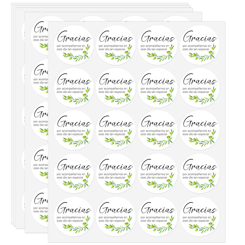 GSCWLD 100 Pack Spanish Gracias Thank You Sticker,2 Inch Gracias Por AcompaÃ±arnos Favor Stickers for Wedding,Nature-Inspired Mi Boda Stickers for Party Favor,Gift Bag,Bride Shower - Image 1