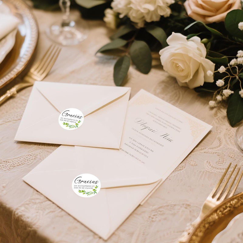 GSCWLD 100 Pack Spanish Gracias Thank You Sticker,2 Inch Gracias Por AcompaÃ±arnos Favor Stickers for Wedding,Nature-Inspired Mi Boda Stickers for Party Favor,Gift Bag,Bride Shower - Image 2