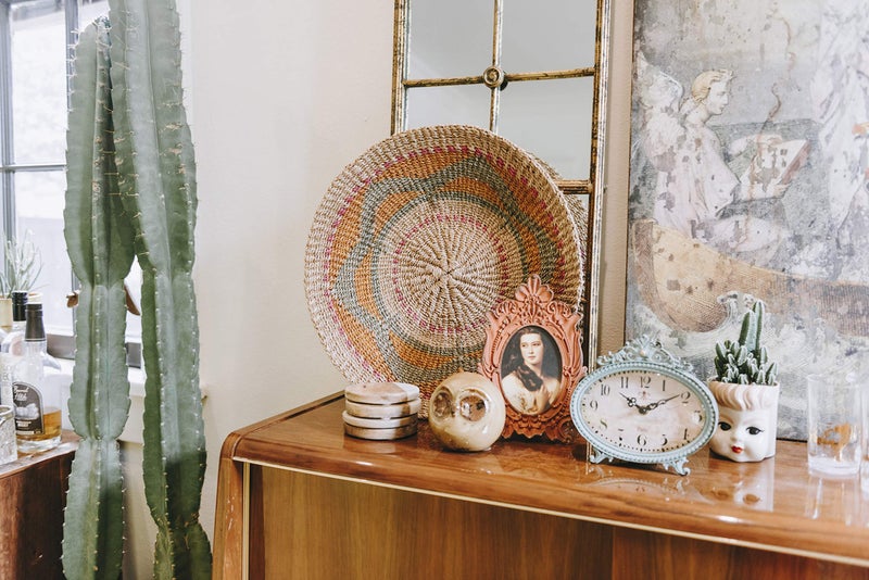 Creative Co-Op Green Antiqued Pewter Mantel Clock - Image 2