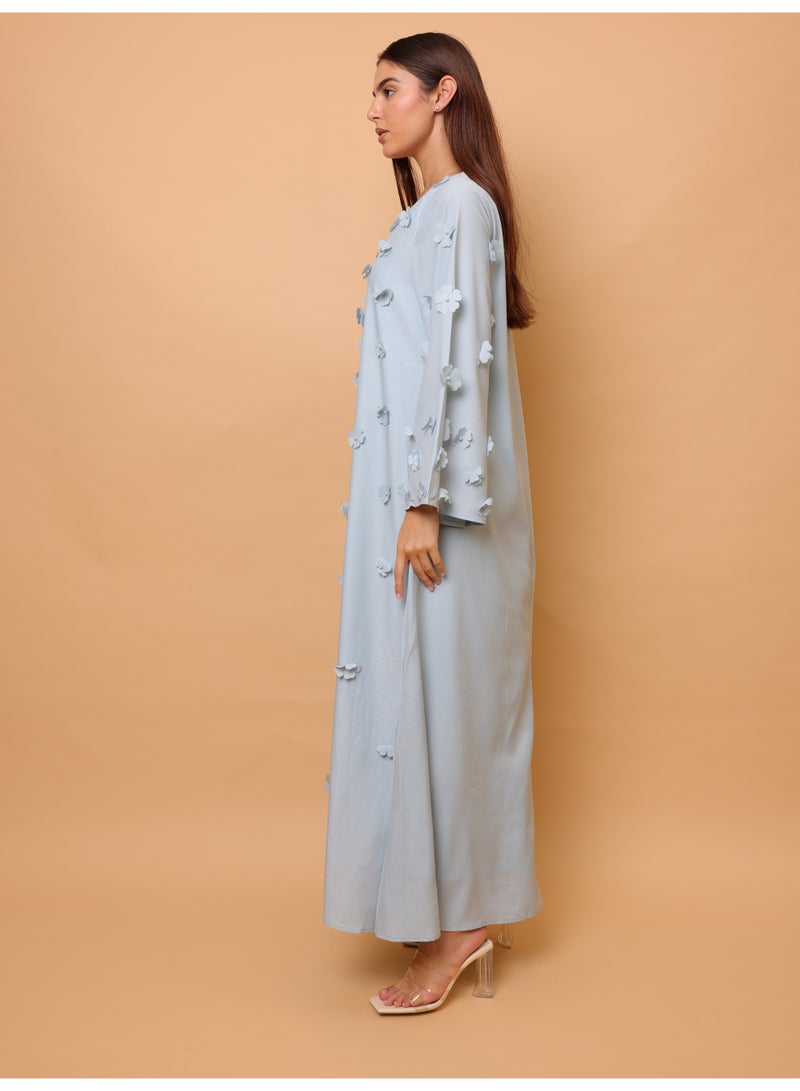 اكسا جلابية أنيقة مزينة بزهور ثلاثية الأبعاد - Image 3