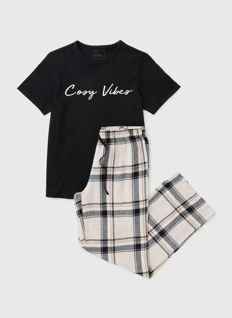 ماتلان Black Check Cosy Vibes Pyjama Set