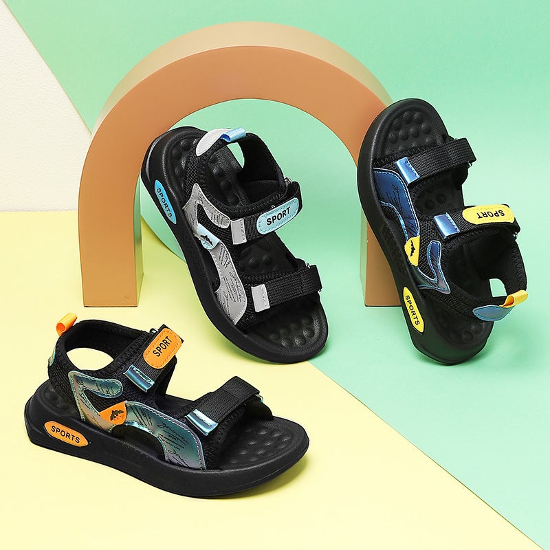 Boys Sandals 2025 Summer Medium And Large Children'S Sandals Soft Sole Deodorant Anti-Slip Student Sandals Boys Beach Shoes - Image 5