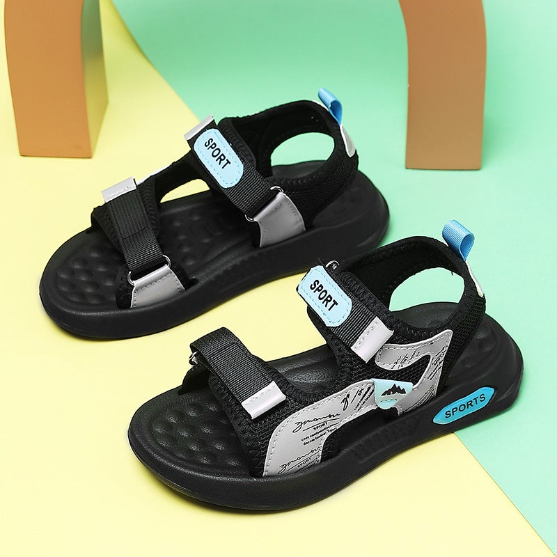 Boys Sandals 2025 Summer Medium And Large Children'S Sandals Soft Sole Deodorant Anti-Slip Student Sandals Boys Beach Shoes - Image 1