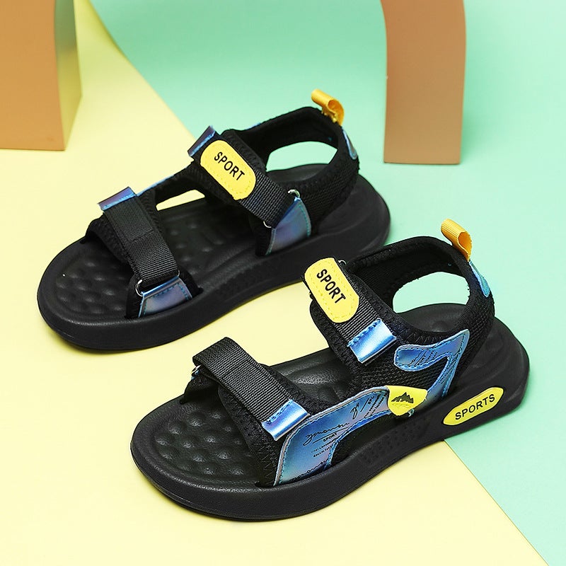 Boys Sandals 2025 Summer Medium And Large Children'S Sandals Soft Sole Deodorant Anti-Slip Student Sandals Boys Beach Shoes - Image 3