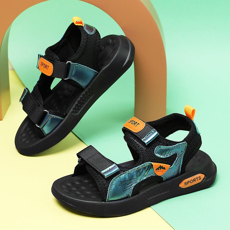 Boys Sandals 2025 Summer Medium And Large Children'S Sandals Soft Sole Deodorant Anti-Slip Student Sandals Boys Beach Shoes - Image 4
