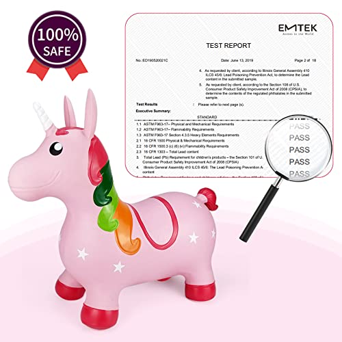 INPANY Unicorn Bouncy Horse Hopper Toys, Toddler Girl Inflatable Animal Hopping Horse, Bouncing Buddies, Ride on Rubber Bouncer, Indoor Outdoor Baby Birthday Gifts for 2 3 4 Year Old Girls Boys - Image 5