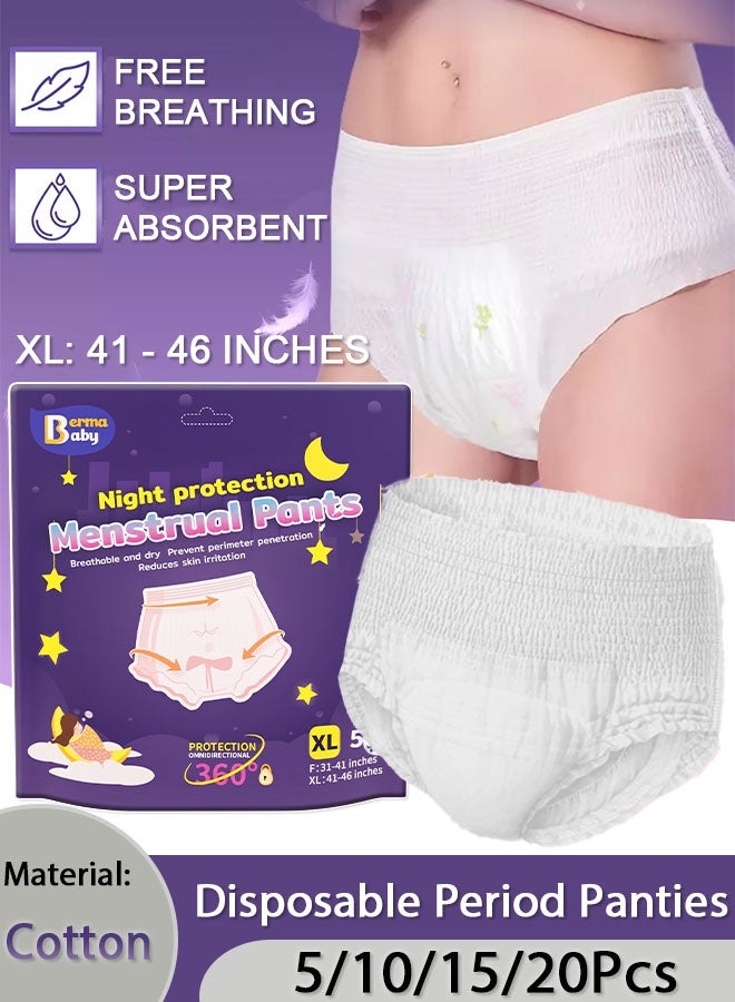 Berma Baby Disposable Period Panties for Women Leak Proof, Period Panty for heavy blood flow, Disposable Period Pants For Sanitary Protection, 360° Protection, Pull Ups,Super Guard Short Type XL - Image 1