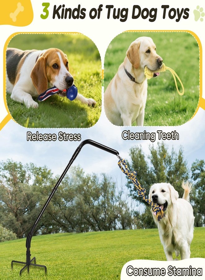 AugFir Tether Outdoor Dog Rope Toy with Strengthen Spring Pole, 3 Kinds Dog Tug of War Toys for Self Play and Interactive in Park, Yard, Lawn Rope, Suitable for Large Medium Small Dogs (Black) - Image 5