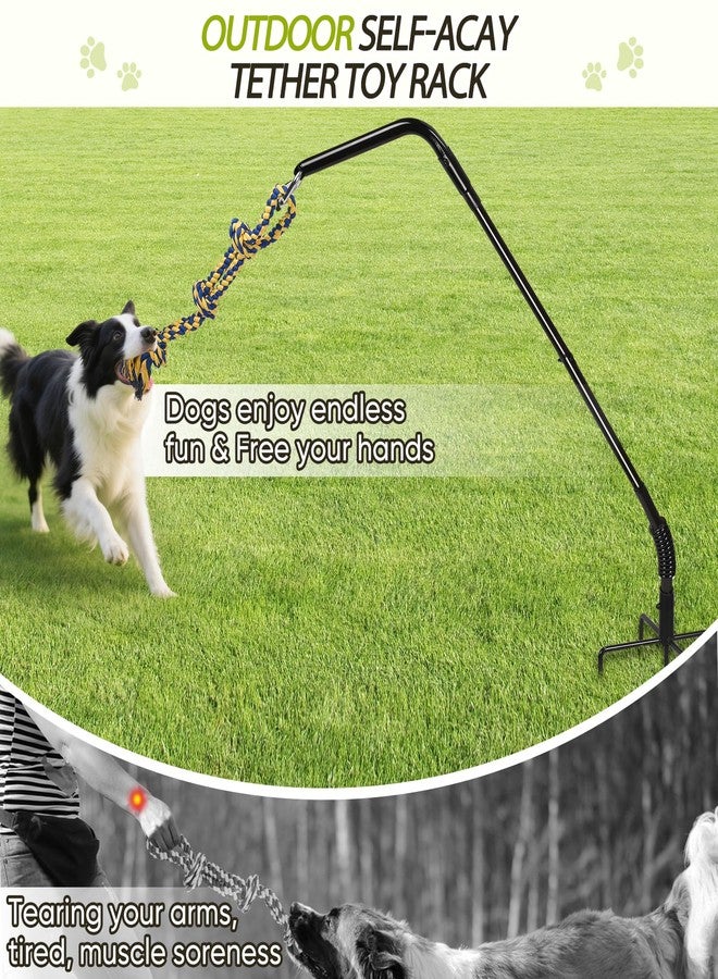 AugFir Tether Outdoor Dog Rope Toy with Strengthen Spring Pole, 3 Kinds Dog Tug of War Toys for Self Play and Interactive in Park, Yard, Lawn Rope, Suitable for Large Medium Small Dogs (Black) - Image 3
