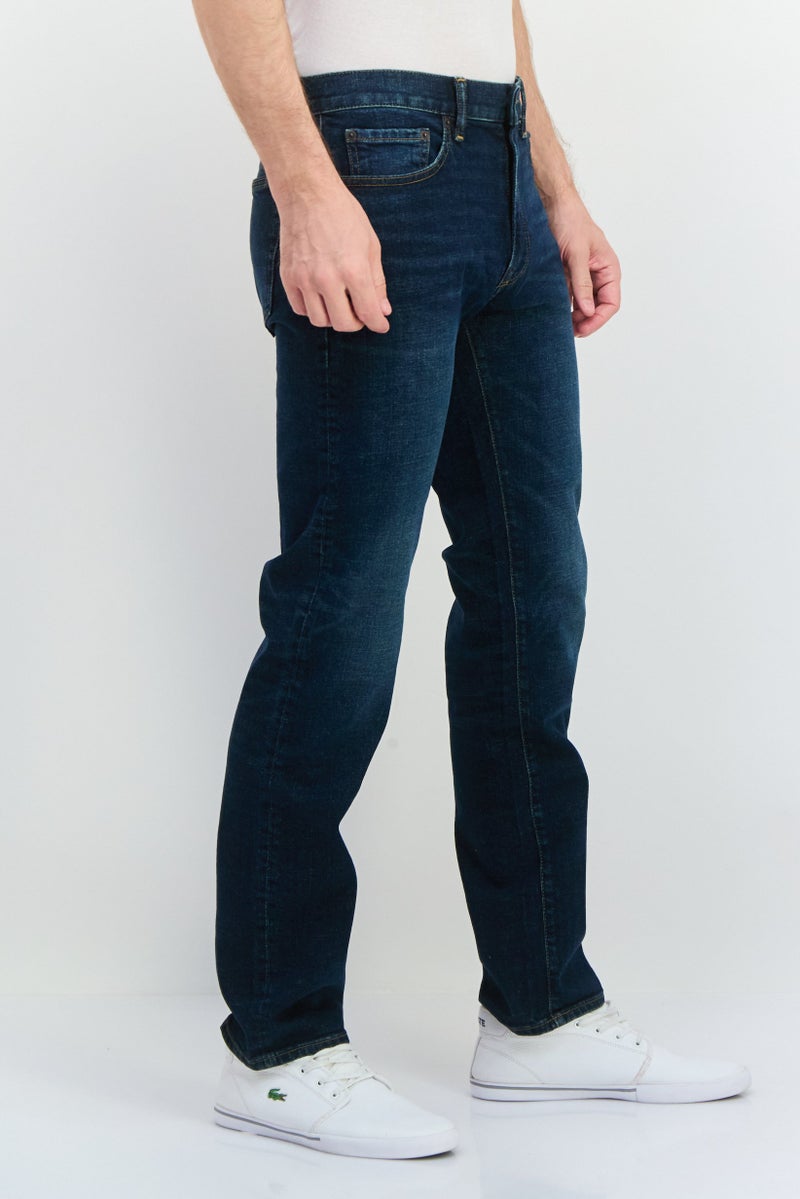 GAP Men Straight Fit Washed Stretchable Denim, Dark Blue - Image 3