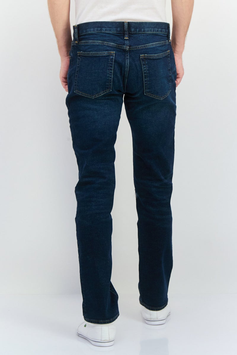 GAP Men Straight Fit Washed Stretchable Denim, Dark Blue - Image 2