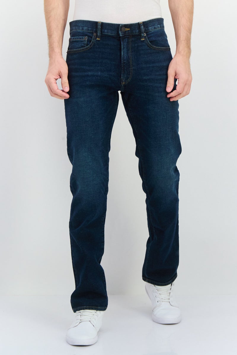 GAP Men Straight Fit Washed Stretchable Denim, Dark Blue - Image 1
