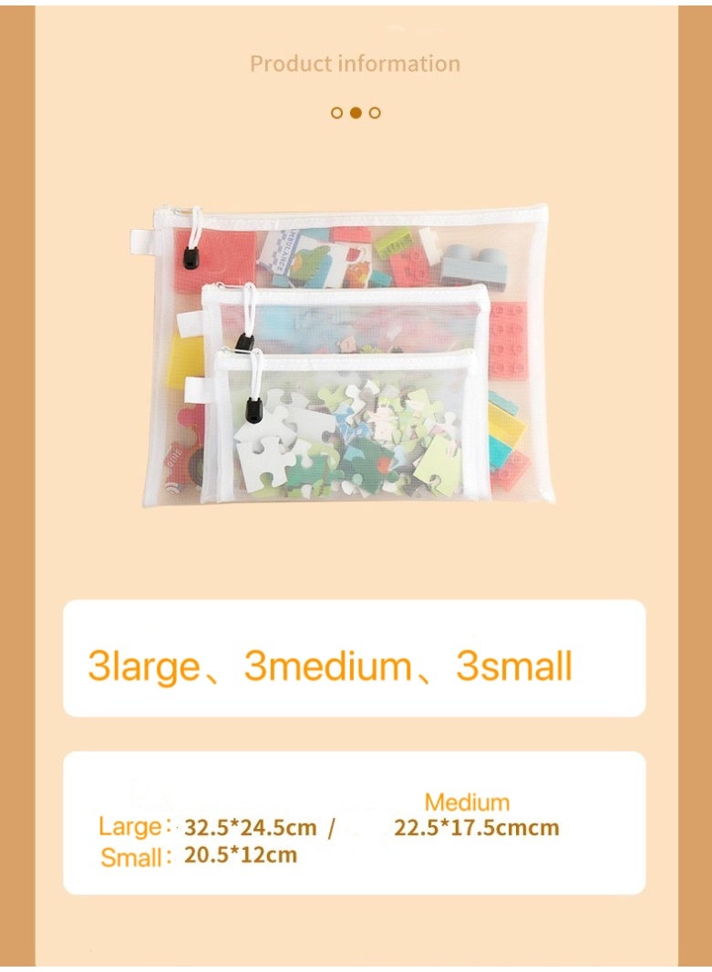 9pcs Toy storage bag building block puzzle sub-package bag children small particle zipper transparent finishing storage bag (Multiple specifications) - Image 4