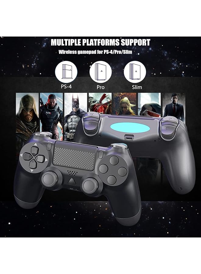Wireless Controller For Ps4 Remote For Playstation 4 With Charging Cable Game Controller Joystick With Dual Vibration/6 Axis Gyro Sensor/Audio Function/1000Mah (Black)  - Image 2