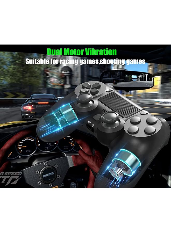 Wireless Controller For Ps4 Remote For Playstation 4 With Charging Cable Game Controller Joystick With Dual Vibration/6 Axis Gyro Sensor/Audio Function/1000Mah (Black)  - Image 3