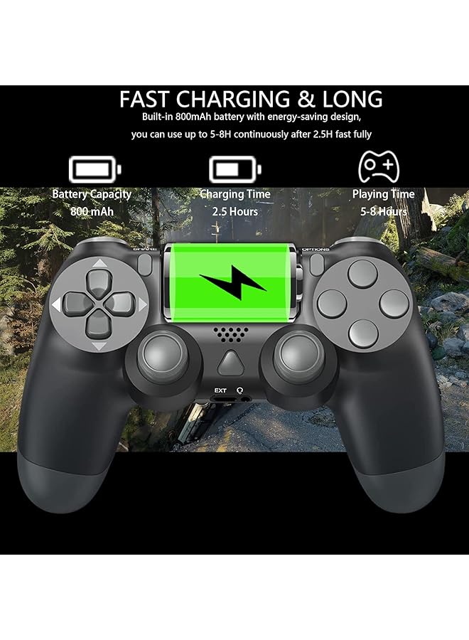 Wireless Controller For Ps4 Remote For Playstation 4 With Charging Cable Game Controller Joystick With Dual Vibration/6 Axis Gyro Sensor/Audio Function/1000Mah (Black)  - Image 4