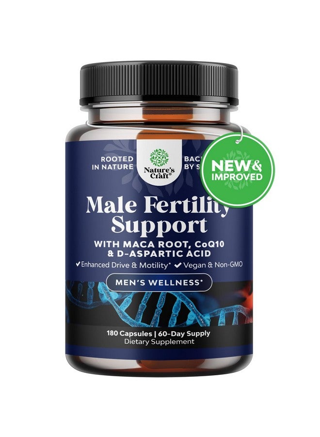 Natures Craft مكمل خصوبة الذكور قبل الحمل - معزز حجم السائل المنوي مع CoQ10، جذر الماكا، ميثيل فولات وحمض D-Aspartic - مكمل خصوبة للرجال لحركة الحيوانات المنوية - الحمل له، 180 حبة - Image 1