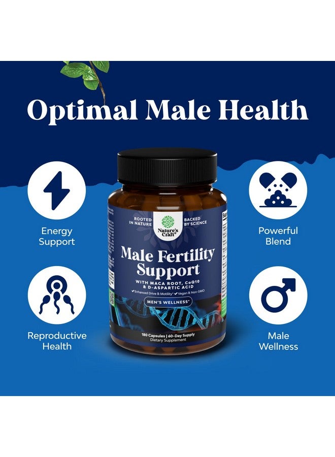 Natures Craft مكمل خصوبة الذكور قبل الحمل - معزز حجم السائل المنوي مع CoQ10، جذر الماكا، ميثيل فولات وحمض D-Aspartic - مكمل خصوبة للرجال لحركة الحيوانات المنوية - الحمل له، 180 حبة - Image 5