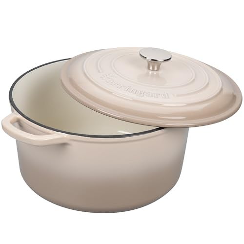 VORRINGARD Enameled Cast Iron Dutch Oven Pot with Lid, for Sourdough Bread Baking, Round Dutch Ovens, 4.5 Quart, Latte - Image 5