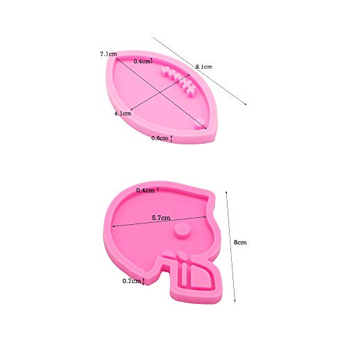 Seedomes 3 PCS Glossy Shiny Football Rugby Helmets Ball Keychain with Hole Silicone Mold for DIY Fondant Trinket Gum Candy Pudding Jelly Shots Luggage Tag Cake Decor Crystal Earrings Pendant - Image 2