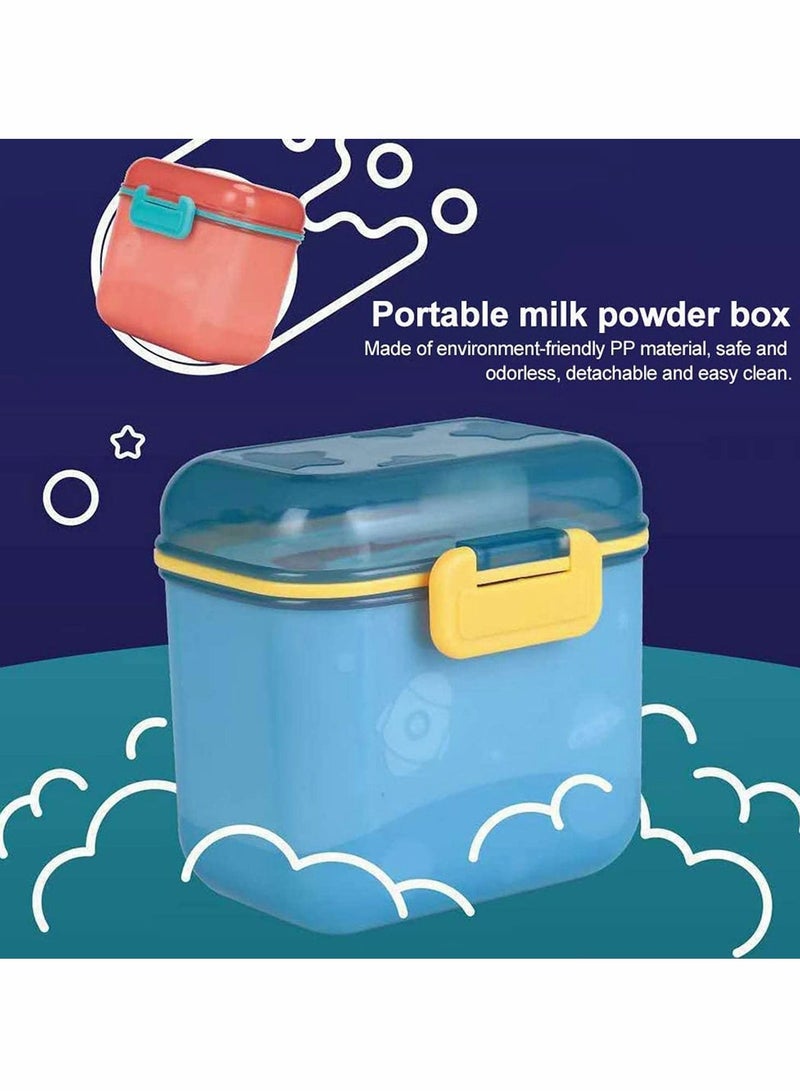 KASTWAVE Baby Formula Dispenser Portable Milk Powder Dispenser Container Box, Travel Baby Food Storage with Scoop and Carry Handle for Infant Travel Outdoor Activities, BPA Free, Cute (Blue) - Image 4