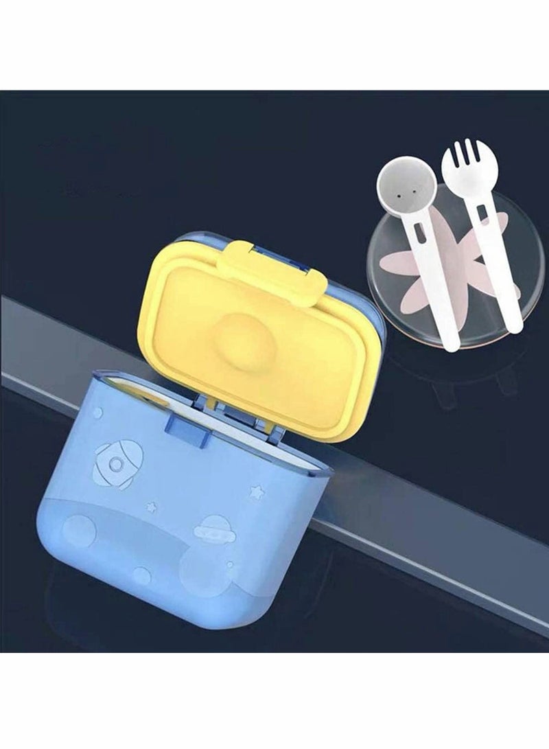 KASTWAVE Baby Formula Dispenser Portable Milk Powder Dispenser Container Box, Travel Baby Food Storage with Scoop and Carry Handle for Infant Travel Outdoor Activities, BPA Free, Cute (Blue) - Image 2