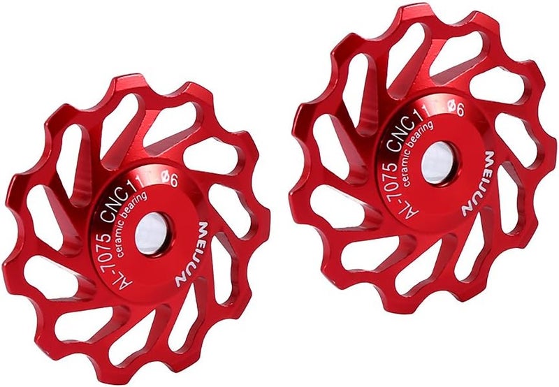woobles Rear Derailleur Pulley, Bike Bicycle Ceramic Bearing Jockey Wheel Aluminium Alloy Rear Derailleur Guide Roller 11T/13T (2pcs)- - Image 3