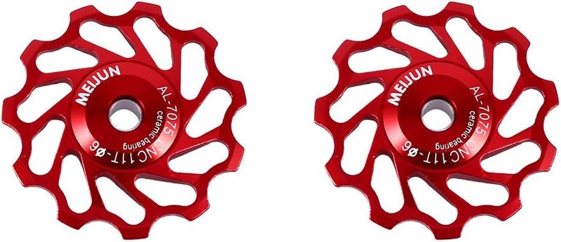 woobles Rear Derailleur Pulley, Bike Bicycle Ceramic Bearing Jockey Wheel Aluminium Alloy Rear Derailleur Guide Roller 11T/13T (2pcs)- - Image 2